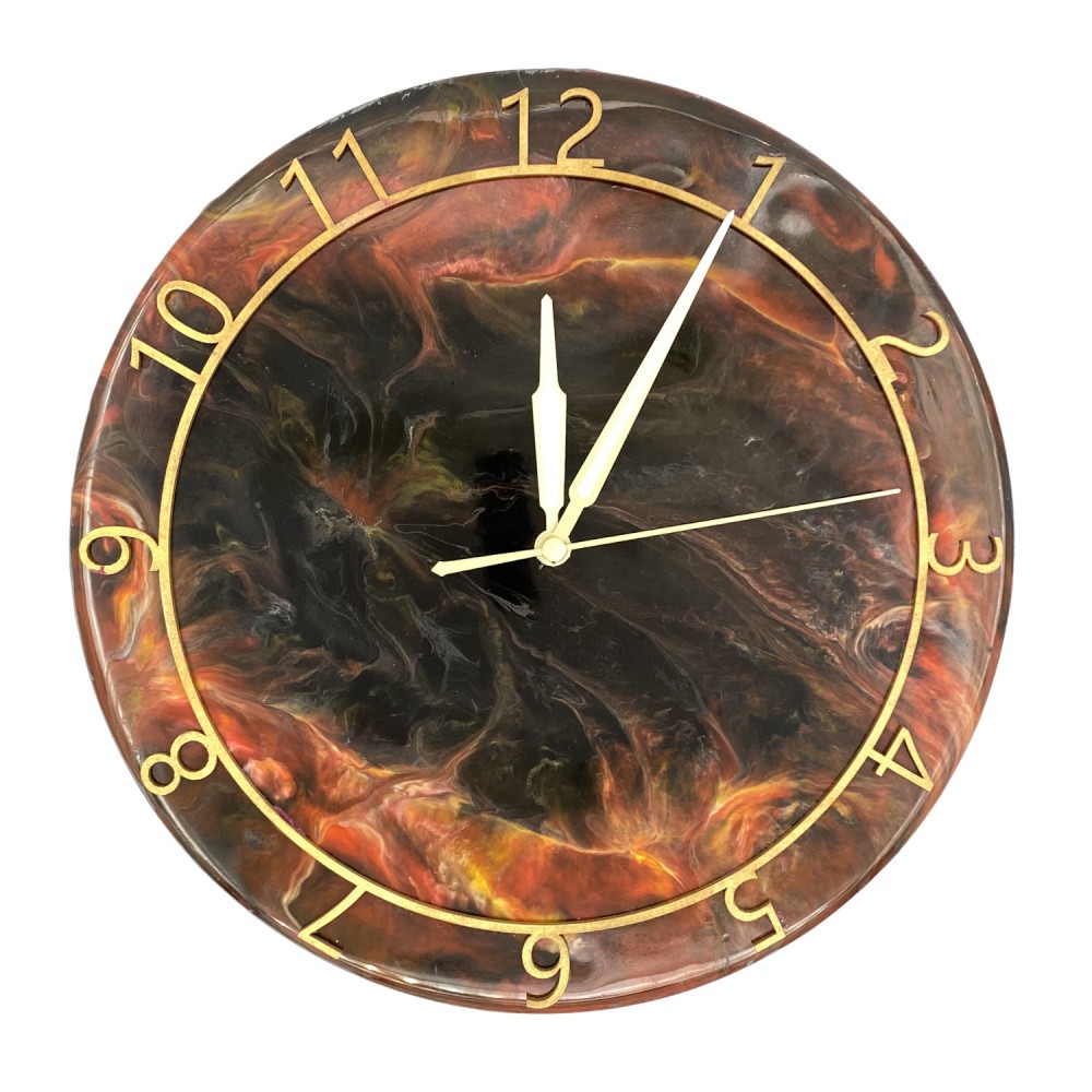 Часы в стиле Resin Art Пламя 30см